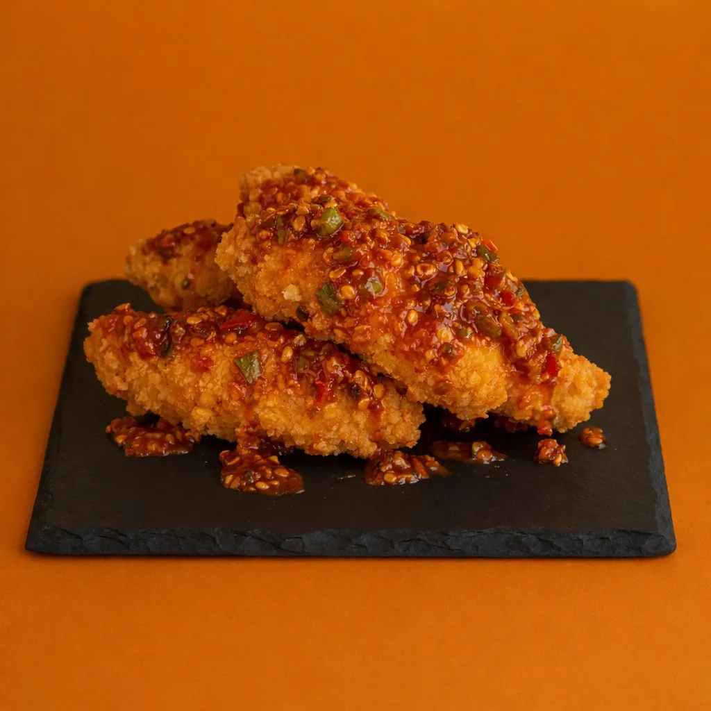 Chicken tenders tossed in a sweet chilli sauce